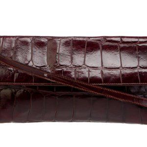 Francesco Biasia Clutch     Vintage     Burgundy Leather     Animal Print